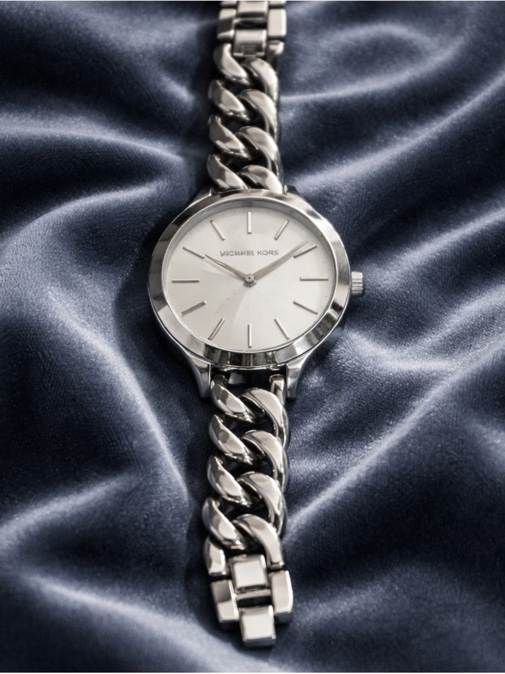 Michael Kors Silver And White Chain-Link Women's Watch